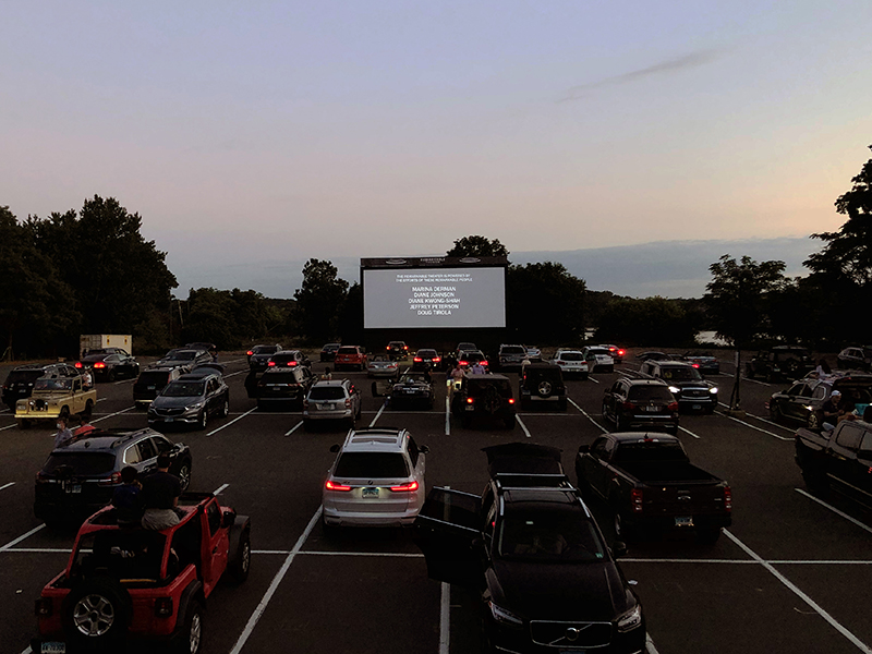 Opening night at the Remarkable Theater pop-up drive-in theater in Westport, CT.