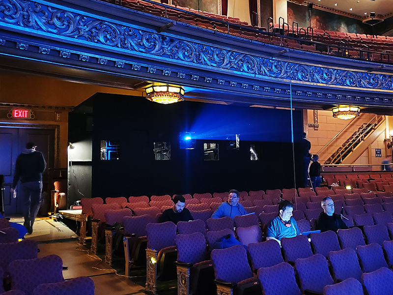 Transforming the Belasco Theatre to screen Netflix's The Irishman (2019) in Manhattan, NY.