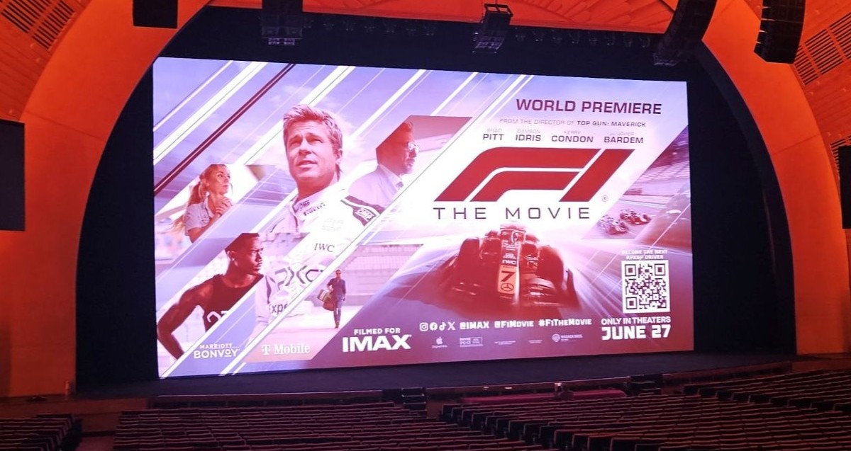 Setup for the F1 The Movie world premiere.