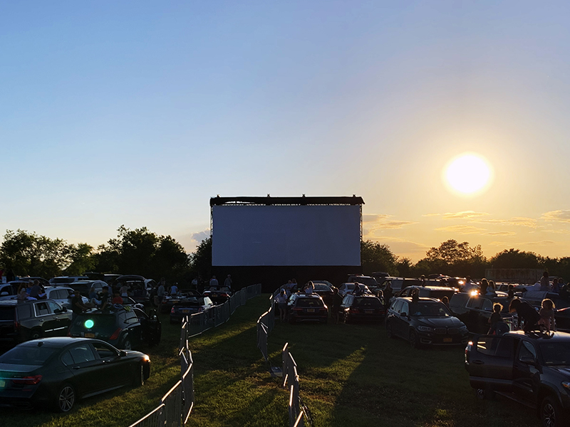 Opening night at the Blade charity pop-up outdoor theater in The Hamptons, NY.