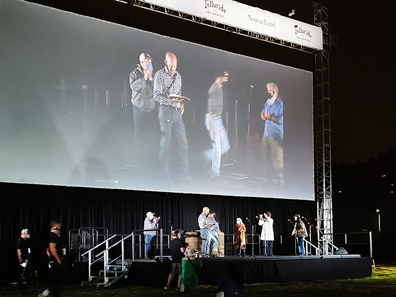Post-show entertainment at the US premiere of Nomadland (2020) at the Rose Bowl in Los Angeles, CA.